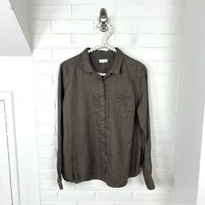 Garnet Hill Easy Linen Button Down Shirt Size 8